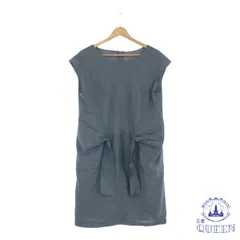 ☆美品☆ INED イネド ワンピース ミニ 袖なし ノースリーブ ラウンドネック 腰リボン レディース グレー 11 901-8953 送料無料 古着