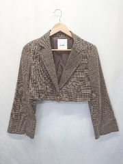 ◇ ⊇ dazzlin ダズリン チェック 長袖 ショートスリーブジップジャケット サイズF ブラウン ブラック マルチ レディース E  【1411130015182】