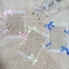 【Sale】E-51 レースフレーム 大小リボン 各色/B7硬質ケース