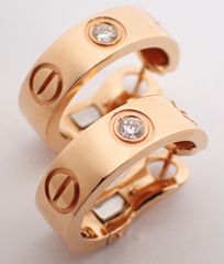 定価92万 美品 Cartier(カルティエ) ラブピアス 2Pダイヤモンド 12.2g K18PG Au750 ピンクゴールド ローズゴールド ラブシリーズ ダイヤ入り 箱付属