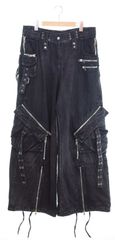 ノーフェイスストゥディオス NO/FAITH STUDIOS FLARE CARGO DENIM PANTS フレアカーゴデニムパンツ ギミックパンツ Y2K テック デニム ブラック Lサイズ 103MB-401