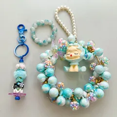 ☆ハンドメイド☆ＳＰ人形アクリルビーズリース＆キーホルダー＆ブレスレット☆３点セット☆まとめ売り☆