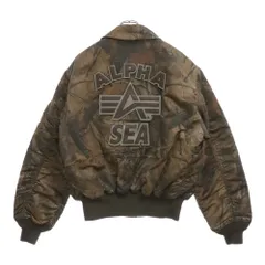 WIND AND SEA (ウィンダンシー) ×Alpha CWU-45P WDS-C-ALP-25-Q2-01 アルファ フロントロゴワッペン フライトジャケット カモフラ総柄ジップアップジャケット ブラック