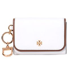 トリーバーチ カードケース TORY BURCH レザー エマーソン フラップ カード ID ポーチ キーフォブ 小銭入れ オプティックホワイト×ムース 168327