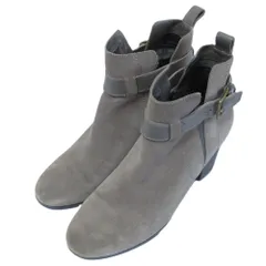 良品 COLE HAAN コールハーン スエード チャンキーヒール アンクルベルト ショートブーツ ブーティ 7.5B 24.5cm グレー レディース 古着 中古 USED