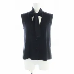シャネル CHANEL ノースリーブカーディガン ベスト パイル地 リボンタイ ココマーク ロゴ 36 S 紺 ネイビー P30069V20407 シャネル CHANEL ノースリーブカーディガン ベスト パイル地