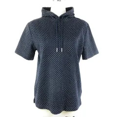 コムサイズム COMME CA ISM パーカー プルオーバー フーディ 半袖 厚手 コットン 水玉 ドット M 紺 ネイビー トップス /BTのサムネイル