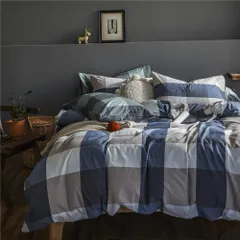 掛け布団カバー 布団カバー シングル 単品売り オーガニックコットン洗いざらしの綿100% 掛けふとんカバー 掛けふとんカバー 洗い替え 防ダニ 青 ブルー チェック