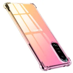 【特価セール】エクスペリア 5 レンズ保護 耐衝撃 iii ケース ケース ケース 全面保護 SO-53B tpu SOG05 軽量 四隅空気衝突防止 薄型 擦り傷防止 ソフトケース 人気 グラデーション 携帯カバー クリア シリコン ピンク+金 5III M