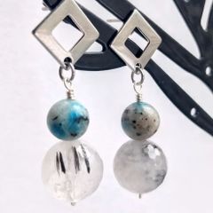アズライト×トルマリンクォーツのピアス✩金属変更無料
