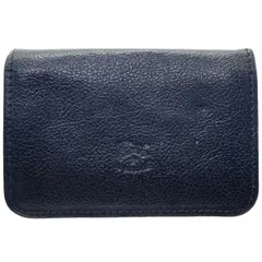 イルビゾンテ カードケース レザー 名刺入れ 革 ブラック 黒 IL BISONTE 二つ折り カードホルダー カード入れ IC ID パスケース 通勤 通学 ビジネス ブランド小物 【中古】