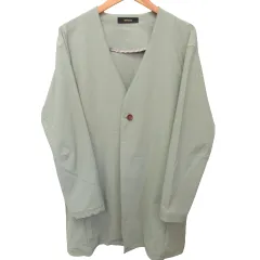 アルチザン ARTISAN 美品 近年モデル ノーカラーロングジャケット 長袖 アウター ストレッチ カーキ F フリーサイズ  59-99MY981202のサムネイル
