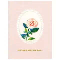 【ネコポスゆうパケット】 バースデーカード 二つ折りポップアップカード 一輪バラ EAR-817-367 ホールマーク 絵柄が飛び出す Birthday Card グリーティングカード お誕生お祝い メール便可