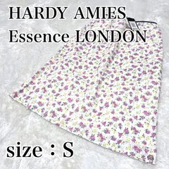 未使用品 ハーディエイミス HARDY AMIES フレアスカート ロング ミモレ 花柄 フラワープリント 38 M 白 ホワイト 黄色 イエロー