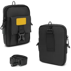 【数量限定】2台収納 お財布バッグ 携帯ポーチ 大容量 ウエストポーチ ストラップ付き 斜め掛け ベルトポッチ 6.9インチにも対応 スマホバッグ スマホポーチ SUNYA