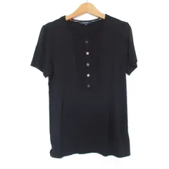 美品 BURBERRY LONDON バーバリーロンドン ヘンリーネック ストレッチ ショートスリーブ カットソー サイズ2 ブラック レディース 古着 中古 USED