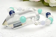 パワーストーン アマゾナイト ブルーレースアゲー トラピスラズリ クラック水晶 ブレスレット パワーストーン 天然石 _A520