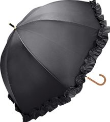 中谷 Natural Basic 晴雨兼用長傘 UVフリルドーム ブラック 【914-052】 手開き 親骨サイズ:50cm ブラックコーティング加工