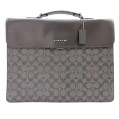 【中古】COACH コーチ  グラハム フラップ ブリーフ 黒 ブラック 型:C9827 シグネチャー メンズ ビジネス 通勤 バッグ タブレット 書類 A4サイズ収納 大容量 ２Way ショルダー ブランド A2503428【無料ギフトラッピング承ります】