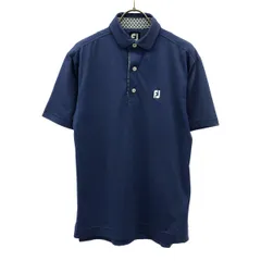 FootJoy フットジョイ ロゴ刺繍 ゴルフ 半袖 ポロシャツ M ブルー メンズ 古着