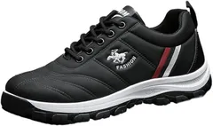 AQUA Marine ゴルフシューズ スパイクレス カジュアル スポーツシューズ メンズ 防水 練習用 初心者 疲れない しっかりとしたソールグリップ(ブラック,  27.0 cm)