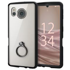 新品 エレコム AQUOS sense7 [ SH-53C | SHG10 ] ケース カバー リング付き 耐衝撃 衝撃吸収 TOUGH SLIM LITE 高硬度 [薄くて軽い耐衝撃ケース] ストラップホール付き ブラック PM-S226TSLFCRBK
