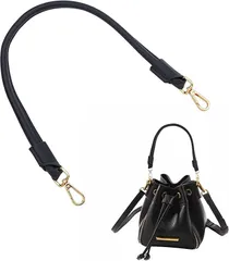 WADORN レザーストラップ 60cm 薄い 革 黒 ショルダーストラップ バケットバッグ用バッグストラップ 交換用ハンドバッグハンドル 取り外し可能なバッグストラップ( ブラック)