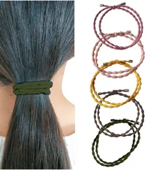 [Herbeluemily] ヘアゴム ヘアアクセサリー ぽこぽこ ウェーブ ロープ 上品 金具 韓国 髪ゴム 5本 スプリング [スプリング]