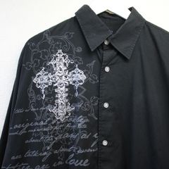 Karl Kaniカールカナイ総柄長袖シャツXLネイビー ストリートHIPHOP 