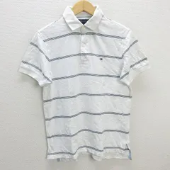 z■トミーヒルフィガー/TOMMYHILFIGER  半袖ポロシャツ ボーダー【XS】白紺/men's/38【中古】