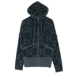 adidas アディダス 総柄 長袖 ジップパーカー XS グレー レディース 古着