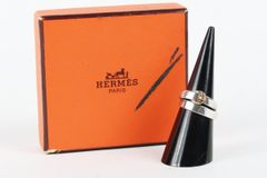 【美品】HERMES エルメス シルバー ダブルトゥルーリング 指輪 925 750 ブランドアクセサリー 51 11号 小物 雑貨【QQ63】