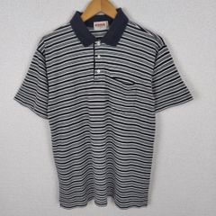 McGregor マックレガー ポロシャツ 半袖 総柄 ボーダー ブラック ホワイト Lサイズ メンズ 古着 アメカジ