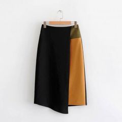 春スカート 膝丈スカート タイトスカート ミモレ丈 新品 韓国 バイカラー 春夏