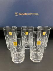 カガミクリスタル ハイボールグラス カッティング 5点セット 未使用 箱付き