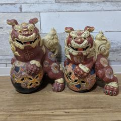 M.K様専用 九谷焼 玉乗り獅子 左右2体セット 夫婦獅子 親子獅子 金彩色