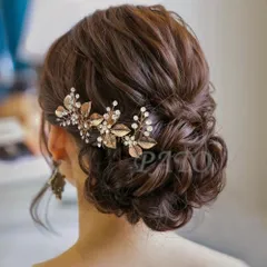 アンティーク調 小枝 リーフ コーム★ゴールド★ブライダル ウェディング 結婚式 ヘアアクセサリー 髪飾り ボンネ