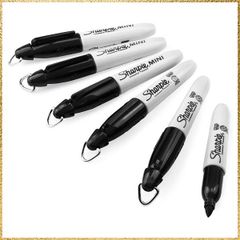 ★送料無料★ Sharpie ミニ油性マーカー バレットチップ 細字 ブラック 6本パック