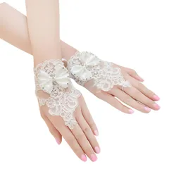 【即日発送】ショートグローブ 美しい刺繍 アクセサリー レディース ショートグローブ レースグローブ メイド ウエディング用品 花嫁手袋 結婚式 ウェディンググローブ レース付グローブ Coollooda 花嫁用品