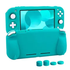 【新着商品】薄型軽量 特殊ハンドル 快適な手触り 耐衝撃 全面保護 着脱簡単 一体式 防水防塵 柔らかい ソフトカバー スタンド機能 シリコン素材 ケース スティックカバー4つ付き スイッチライト liteカバー (ターコイズ) switch