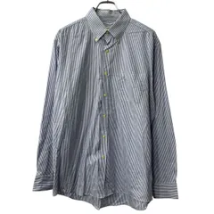 MERONA 長袖 ストライプシャツ L ブルー ホワイト ボタンダウン 胸ポケット 長袖シャツ トップス 春物 a710-6256