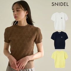 【爆速配送】【新作10%OFF】【即納】 スナイデル SNIDEL トップス 25春夏 Sustainableワンポイントニットプルオーバー ミドル丈 半袖 swnt252130