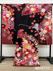 振袖 仮絵羽 京友禅 刺繍 金駒 紋意匠 正絹 未仕立て品 八掛付 MOK549