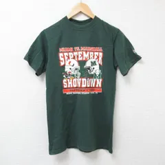 S/古着 チャンピオン champion 半袖 ビンテージ Tシャツ メンズ 00s アメフト コットン クルーネック 濃緑 グリーン 25jun25 中古