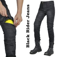 バイカーパンツ マットなブラックデニム ライダース ブラック デニム 膝パット 腰パット テーパード スキニー レディース ユニセックス