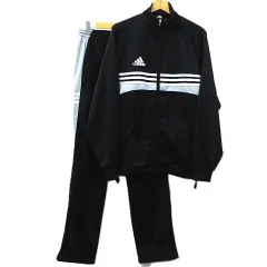 adidas アディダス セットアップ トレーニングウェア ジャージ 上下セット ブラック ライトグレー系 メンズ L APU002 M0001-0806③