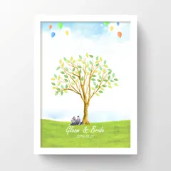 水彩画風ウエディングツリー 〈オリジナル対応可〉選べるオプション全5種類 A4 B4 A3サイズ