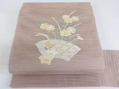 平和屋-こころ店■夏物　八寸名古屋帯　絽綴れ　枝花文　金銀糸　正絹　逸品　B-np7355