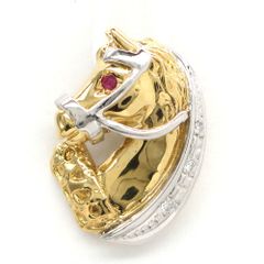 K18 ゴールド　Pt900 プラチナ　ダイヤモンド 0.03ct　ペンダント　トップ　馬　うま　動物　中古　美品　レディース　メンズ　ペンダントトップのみ　質屋