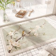 バスマットさわやか花鳥柄カーペットマット室内マット戸口マットトイレマット